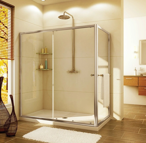 Modern shower door in a stylish bathroom.